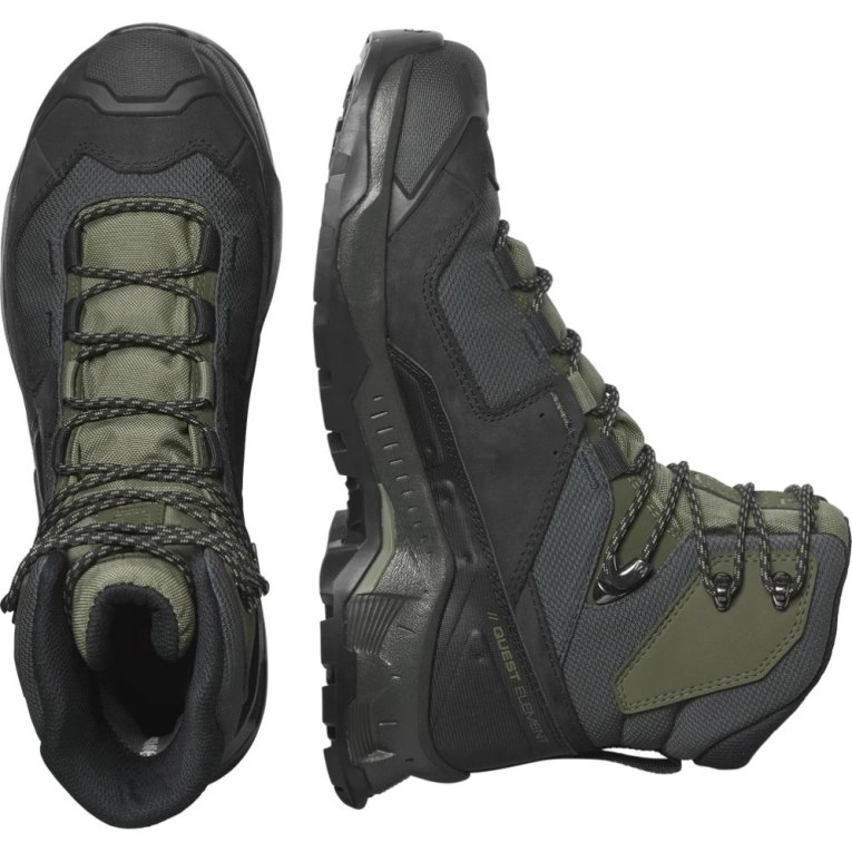 Black / Olive Salomon Quest Element GTX Men's Hiking Boots | IE TO6531